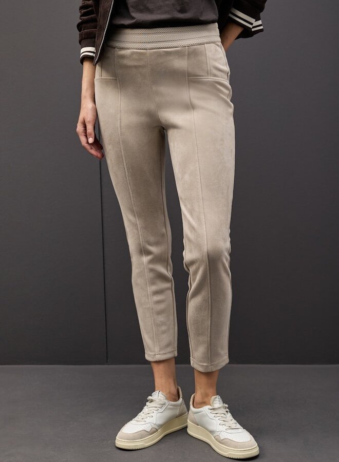 Street One Velours Broek - Dark Morn Beige