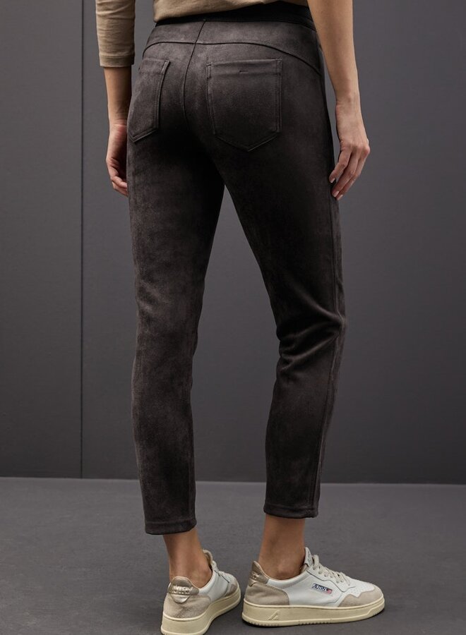Street One Velours Broek - Darkest Brown
