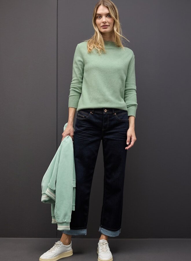 Trui Rolled Edge Collar Sweater A303299 Serene Green Mel