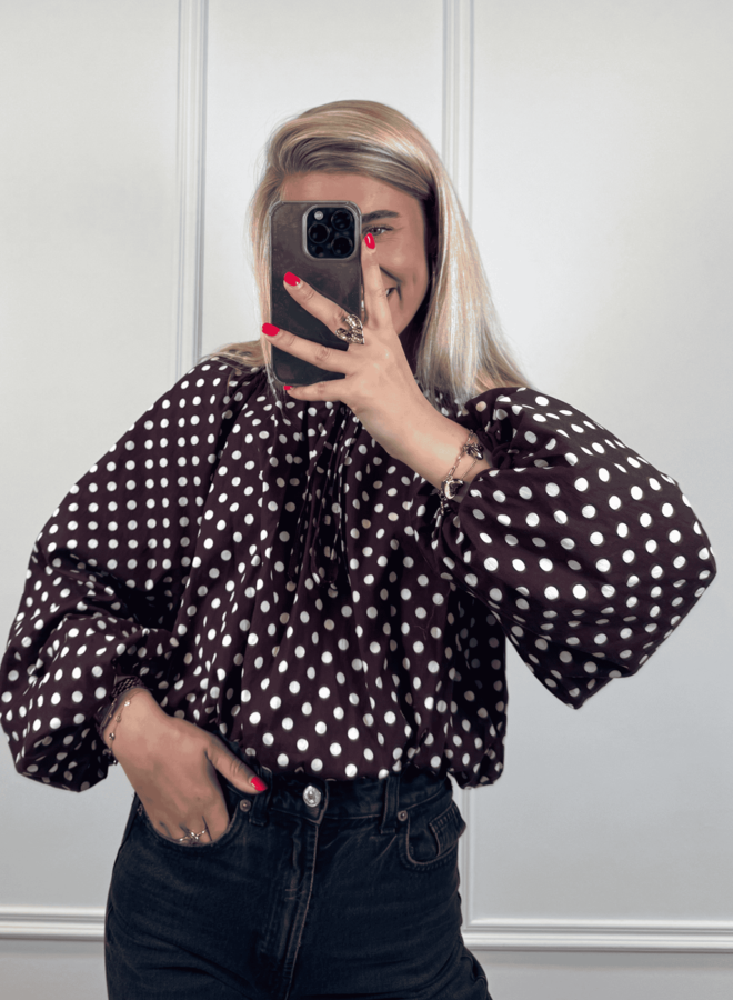 Ambika Blouse Met Stippen 65101 - Bordeaux