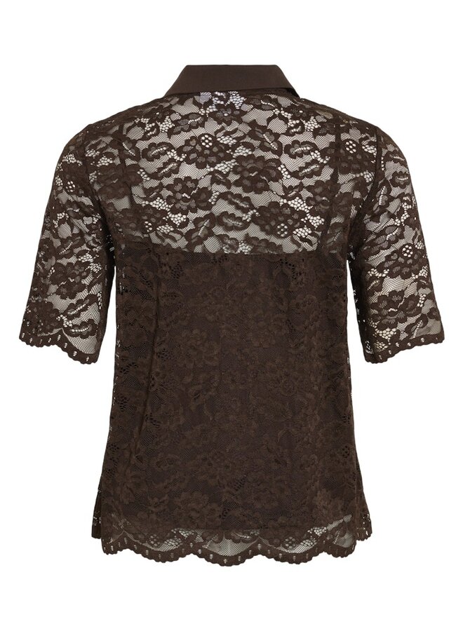 Vila Top lace VISTACIA 14112498 - Coffee Bean