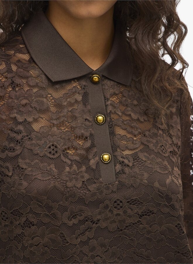 Vila Top lace VISTACIA 14112498 - Coffee Bean