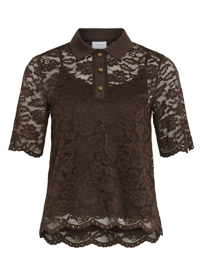 Vila Top lace VISTACIA 14112498 - Coffee Bean