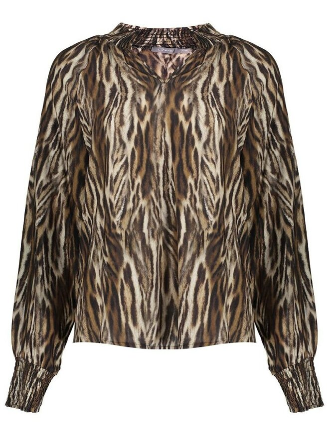 Geisha Blouse Top animal 5364620 - Camel/Black
