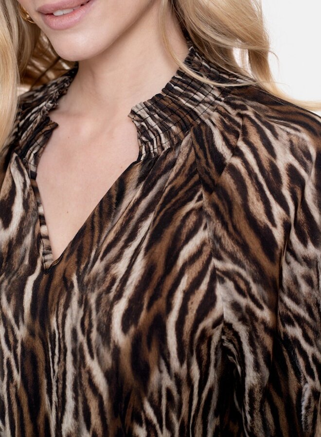 Geisha Blouse Top animal 5364620 - Camel/Black