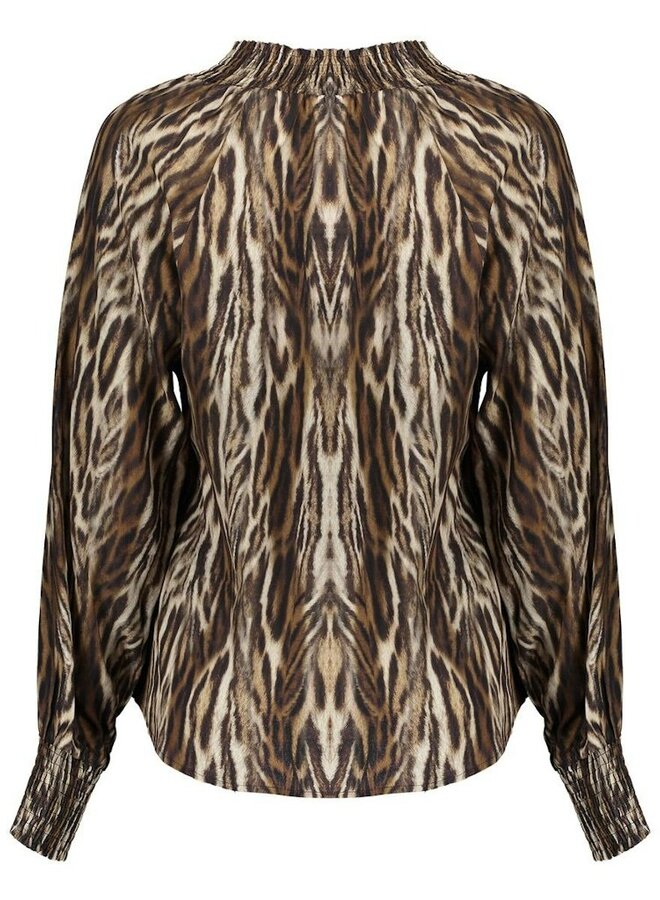 Geisha Blouse Top animal 5364620 - Camel/Black