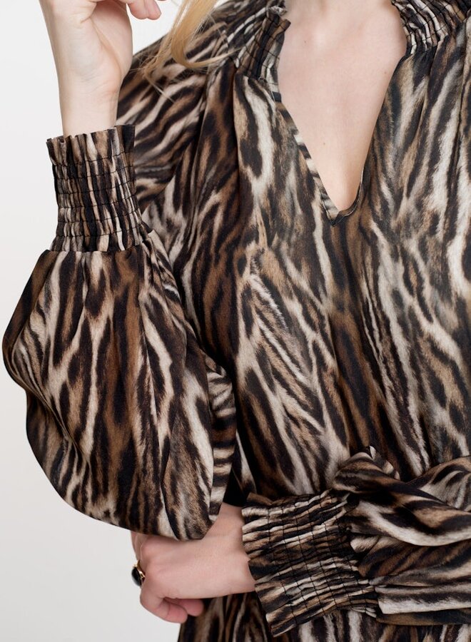Geisha Blouse Top animal 5364620 - Camel/Black