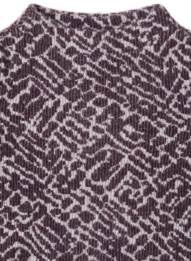 Cecil Fluffy Trui Print  B324159 - Eggplant Red