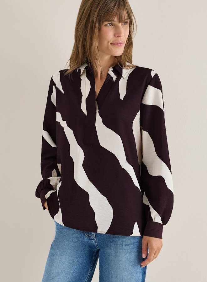 Blouse Print B346103 - Eggplant Red