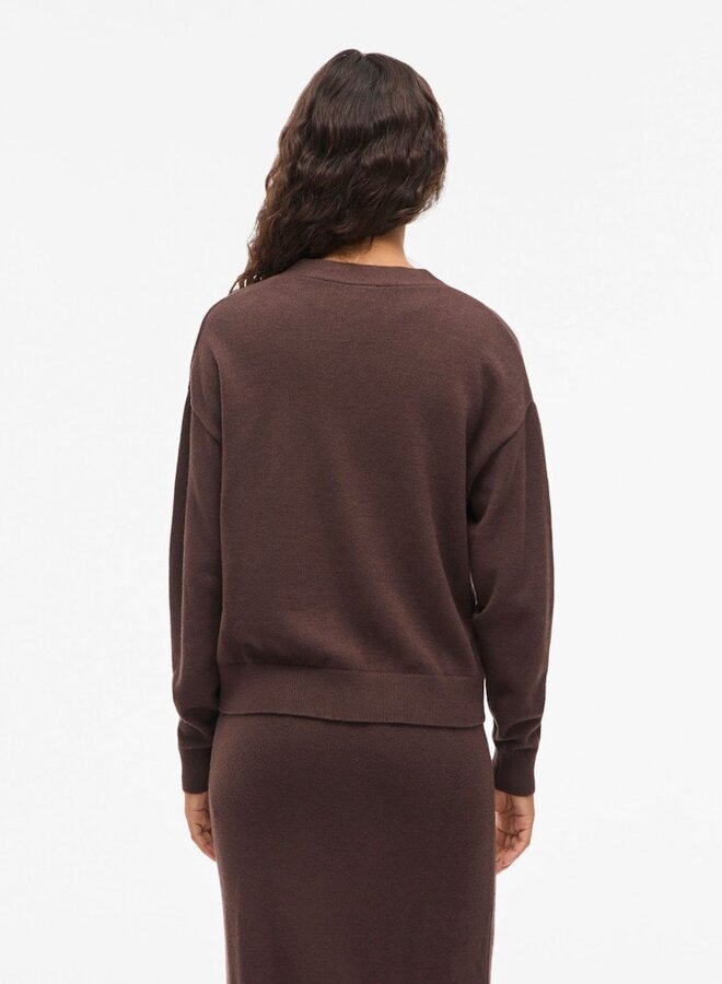 Vila Vest VIRIL V-NECK KNIT CARDIGAN 14107411 - Coffee Bean