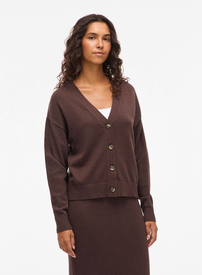 Vila Vest VIRIL V-NECK KNIT CARDIGAN 14107411 - Coffee Bean