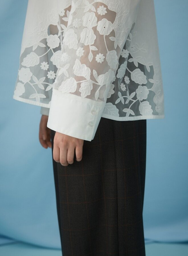 Vila Blouse VICAMINA L/S LACE 14111093 - Snow White