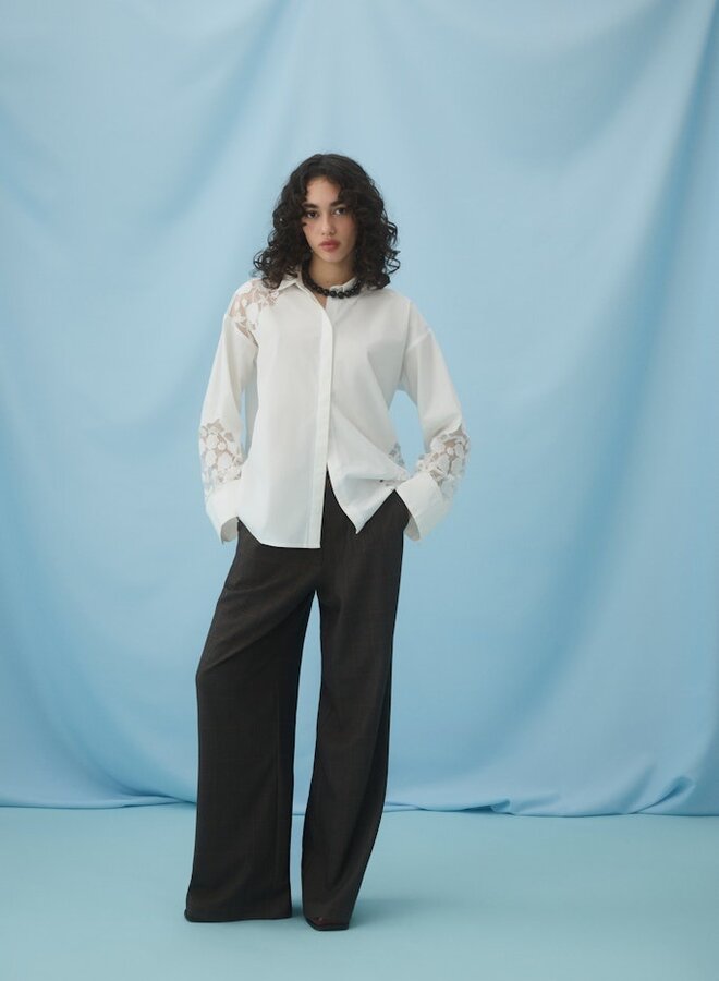 Vila Blouse VICAMINA L/S LACE 14111093 - Snow White