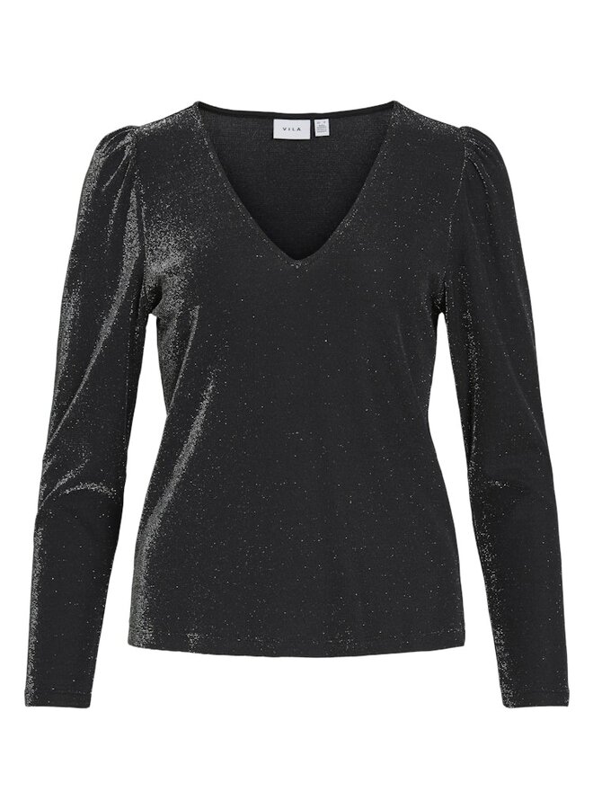 Vila Top VIELEINAS V-NECK 14111371 - Black Beauty
