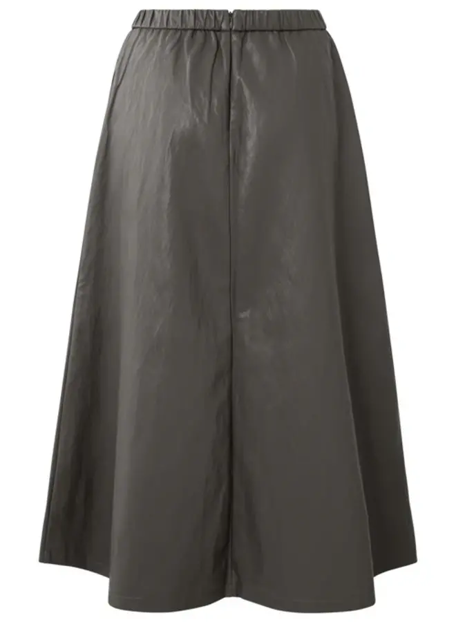 YAYA Midi Rok Imitatieleer 01-409085-510 - 99033 Dark Taupe Grey