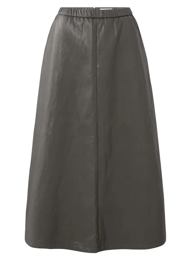 YAYA Midi Rok Imitatieleer 01-409085-510 - 99033 Dark Taupe Grey