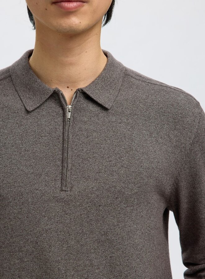 Selected Half Zip Trui Polo SLHBERG 16094271 - Morel Twist