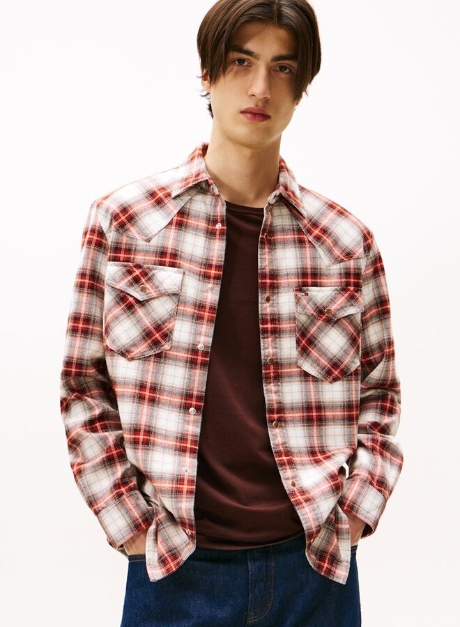 Tommy Hilfiger Overhemd  DM0DM22019 - Voyager Orange / Shadow Check