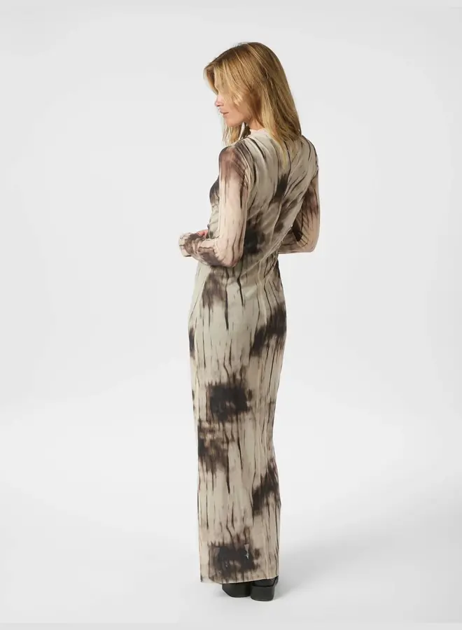 Neo Noir Jurk 166016 Onessa Faded Mesh Dress - 306 Dusty Brown