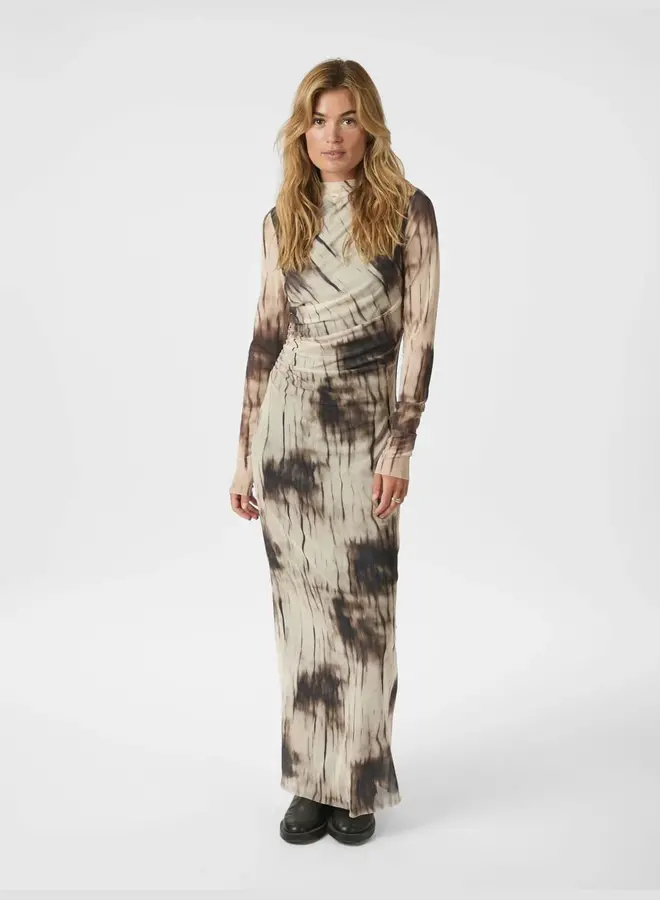Neo Noir Jurk 166016 Onessa Faded Mesh Dress - 306 Dusty Brown
