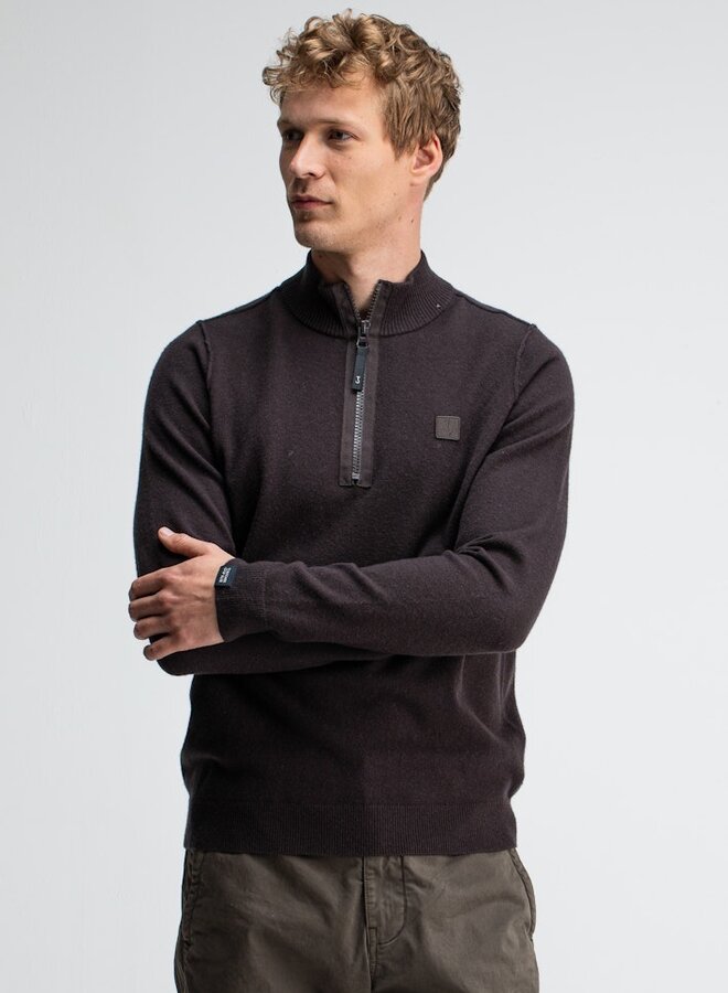 Butcher of Blue Half-Zip Trui Clifden 1926002 - 694 Topaz Brown
