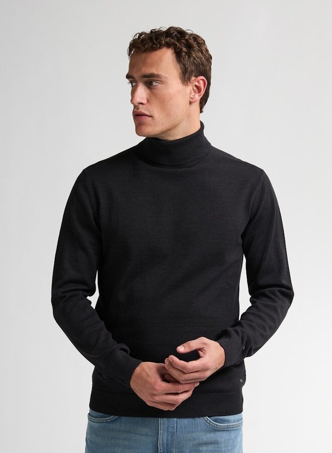 Petrol Coltrui Knitwear Collar Basic M-ROS-KWC260 - Deep Black