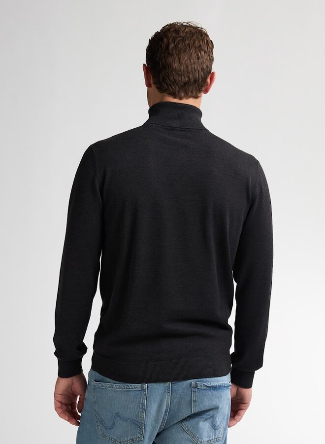 Petrol Coltrui Knitwear Collar Basic M-ROS-KWC260 - Deep Black