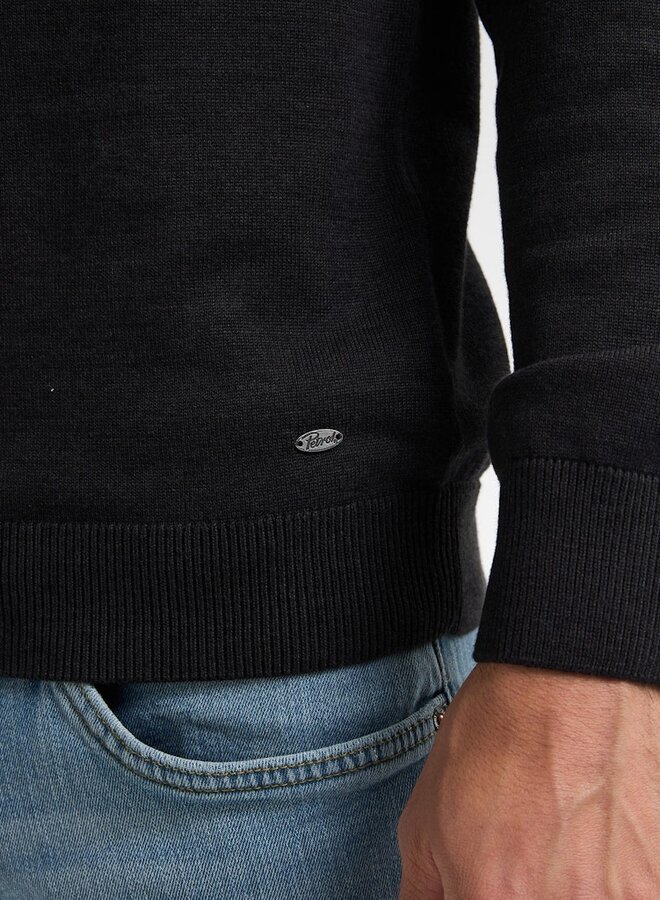Petrol Coltrui Knitwear Collar Basic M-ROS-KWC260 - Deep Black