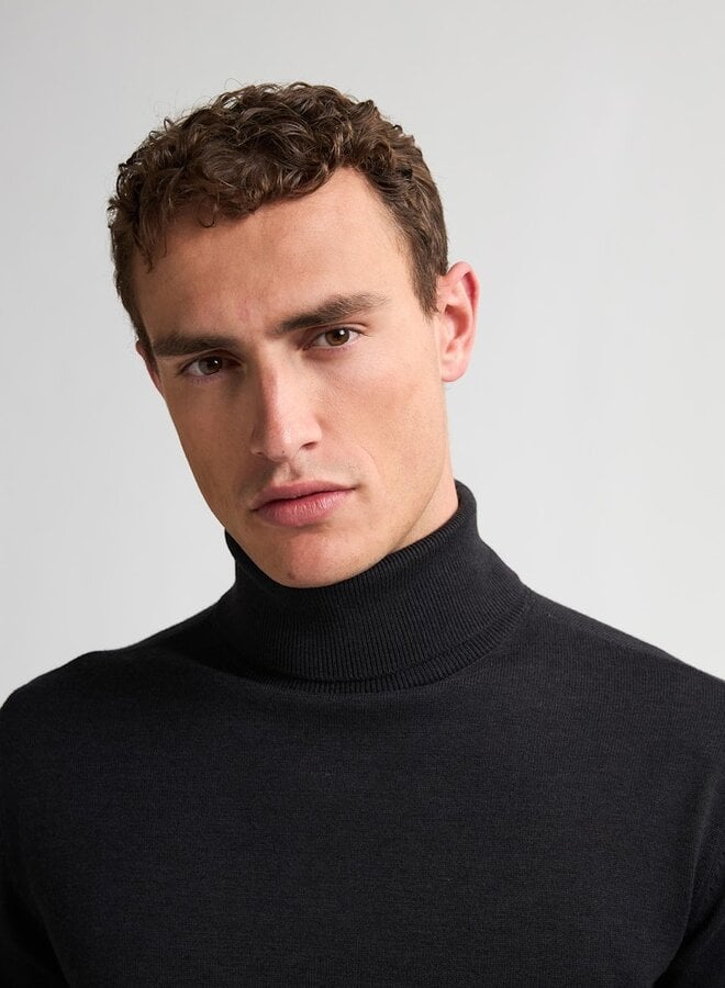 Petrol Coltrui Knitwear Collar Basic M-ROS-KWC260 - Deep Black