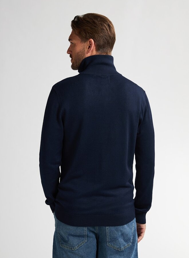 Petrol Half-Zip Trui Knitwear Basic M-3050-KWC207 - Royal Navy