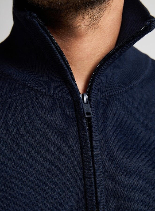 Petrol Trui zip Knitwear Basic M-3050-KWC207 - Royal Navy