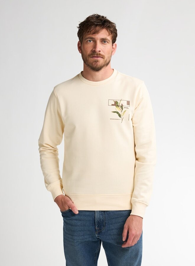 Petrol Trui Sweater Round Neck Print M-3050-SWR340 - Raw Sand