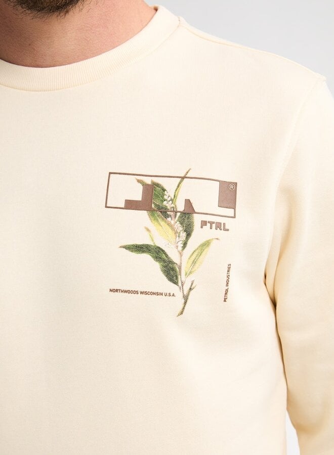 Petrol Trui Sweater Round Neck Print M-3050-SWR340 - Raw Sand
