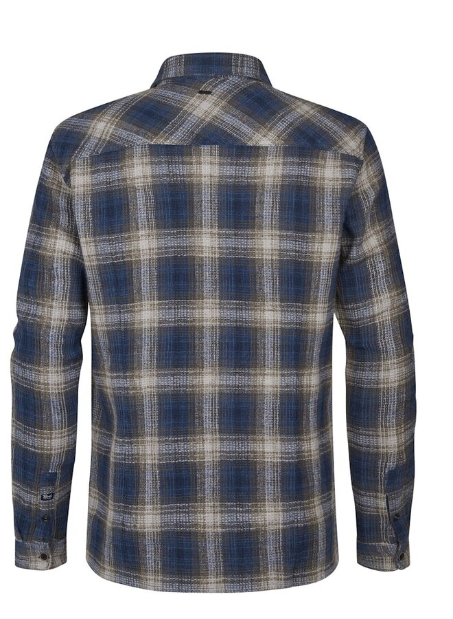 Petrol Overshirt Shirt Long Sleeve Check M-3050-SIL422 - Deep Capri
