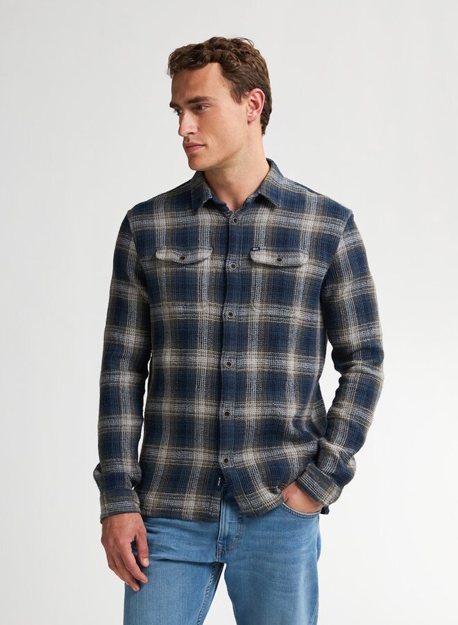 Overshirt Shirt Long Sleeve Check M-3050-SIL422 - Deep Capri