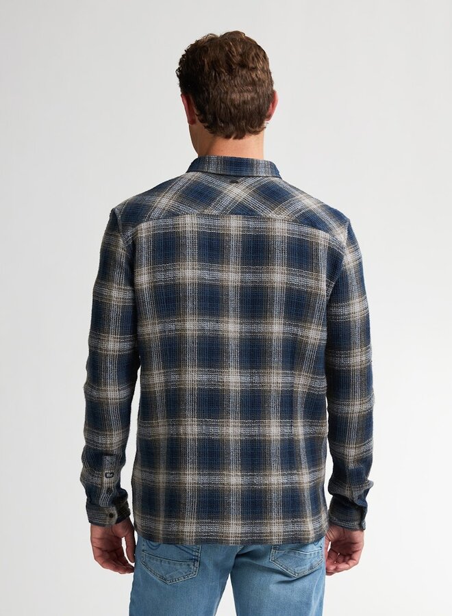 Petrol Overshirt Shirt Long Sleeve Check M-3050-SIL422 - Deep Capri