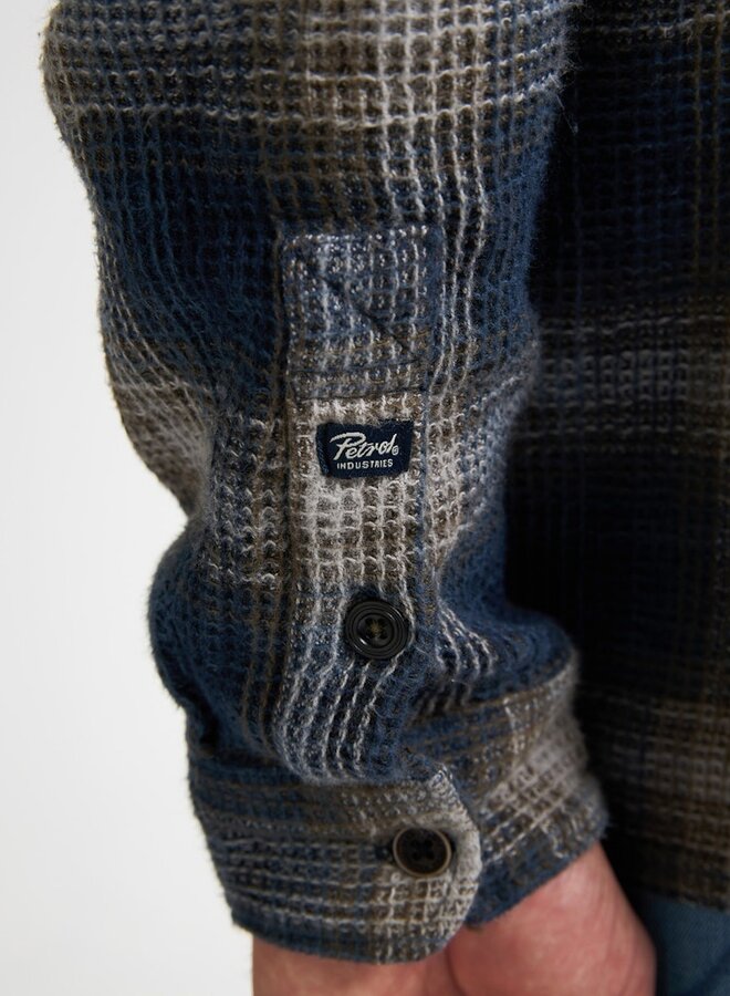 Petrol Overshirt Shirt Long Sleeve Check M-3050-SIL422 - Deep Capri