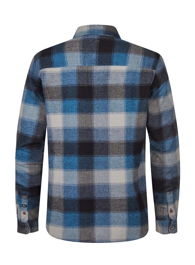 Petrol Overshirt Shirt Long Sleeve Check M-3050-SIL417 - Indie Blue
