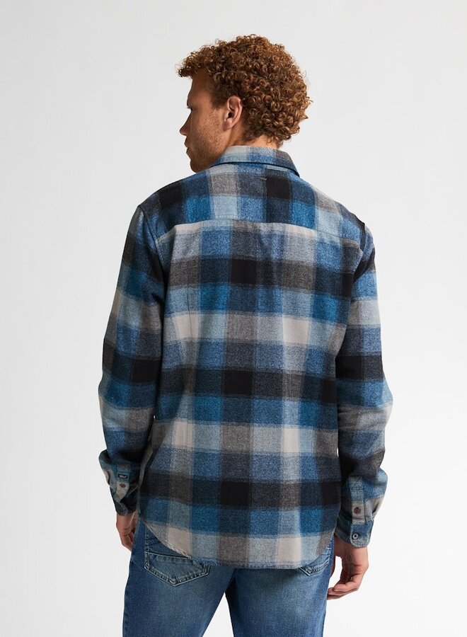 Petrol Overshirt Shirt Long Sleeve Check M-3050-SIL417 - Indie Blue
