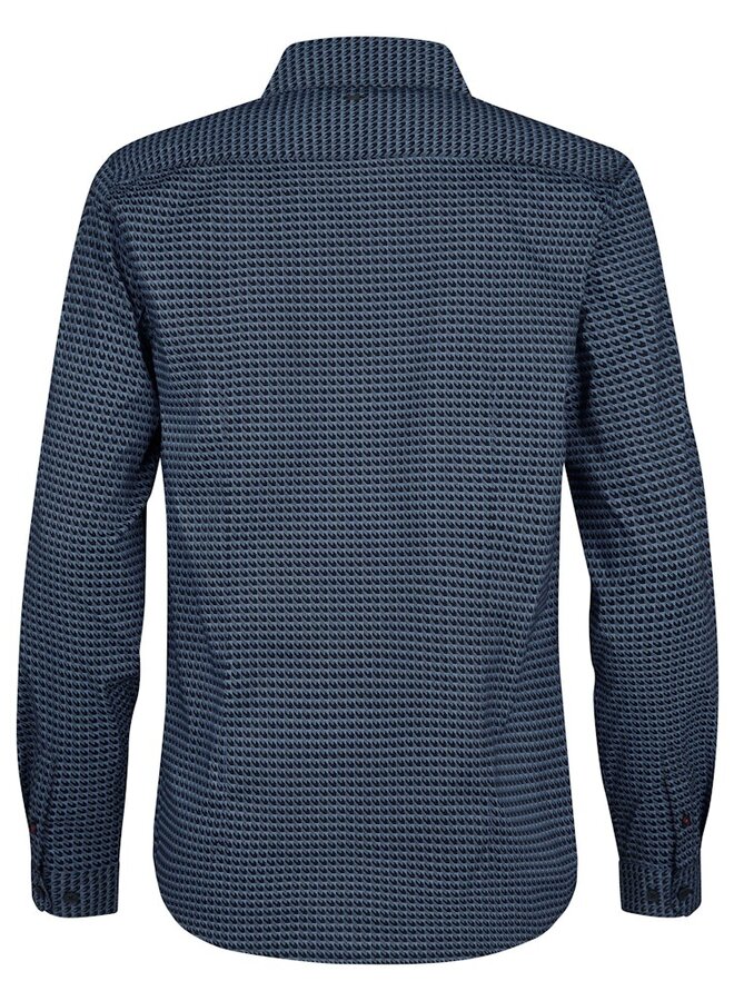 Petrol Overhemd Shirt Long Sleeve AOP M-3050-SIL404 - Indie Blue