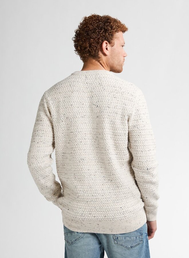 Petrol Trui Knitwear Round Neck Basic M-3050-KWR222 - Antique White Melee
