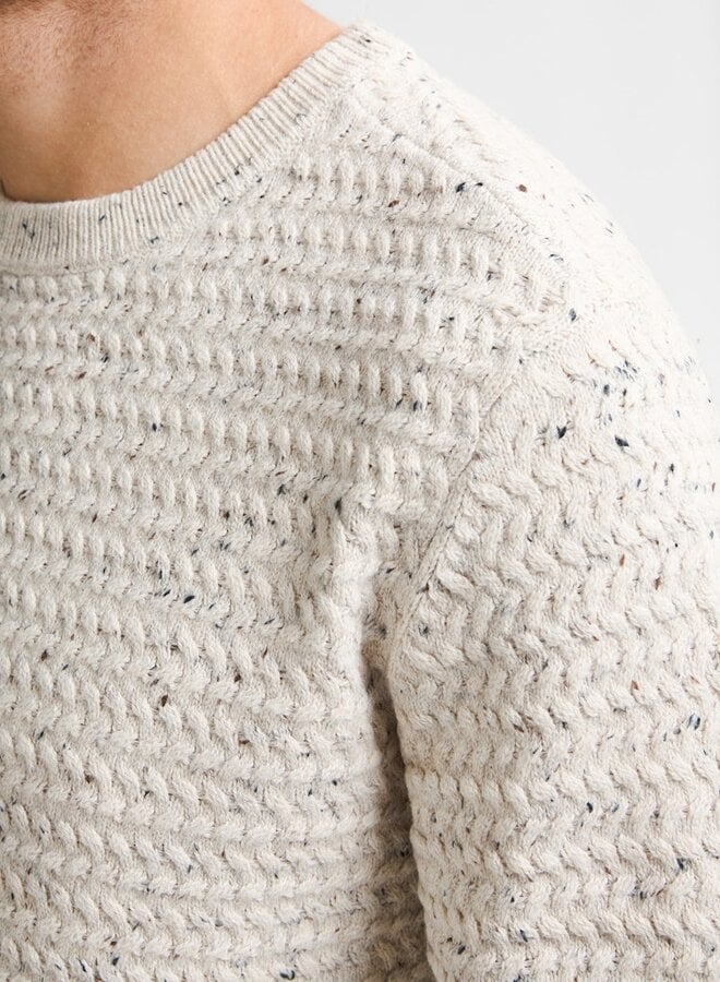 Petrol Trui Knitwear Round Neck Basic M-3050-KWR222 - Antique White Melee