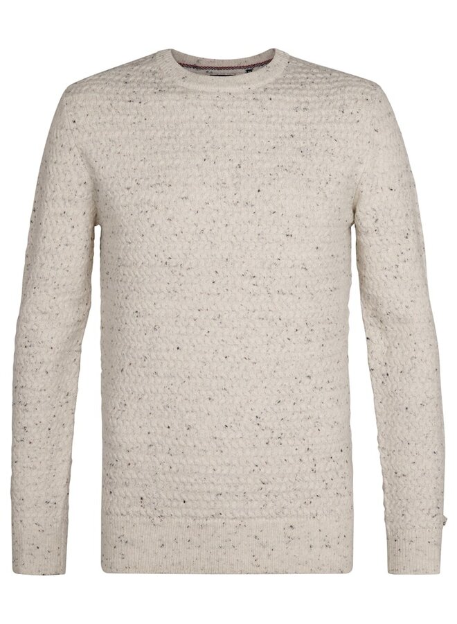 Petrol Trui Knitwear Round Neck Basic M-3050-KWR222 - Antique White Melee