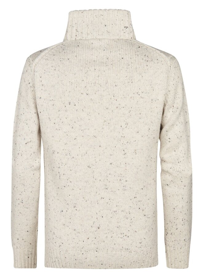 Petrol Trui half zip Knitwear Collar M-3050-KWC258 - Antique White Melee