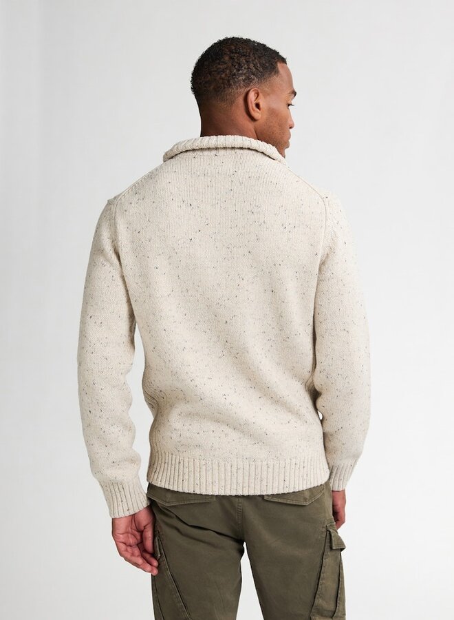 Petrol Trui half zip Knitwear Collar M-3050-KWC258 - Antique White Melee