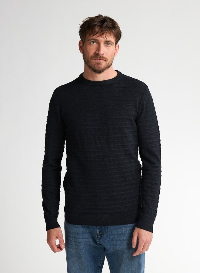 Petrol Trui Knitwear Round Neck Basic M-3050-KWR269 - Deep Black