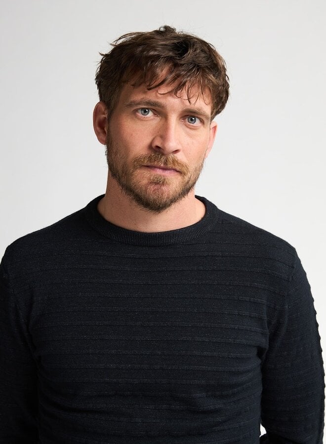 Petrol Trui Knitwear Round Neck Basic M-3050-KWR269 - Deep Black