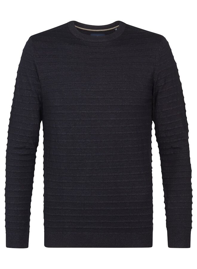 Petrol Trui Knitwear Round Neck Basic M-3050-KWR269 - Deep Black