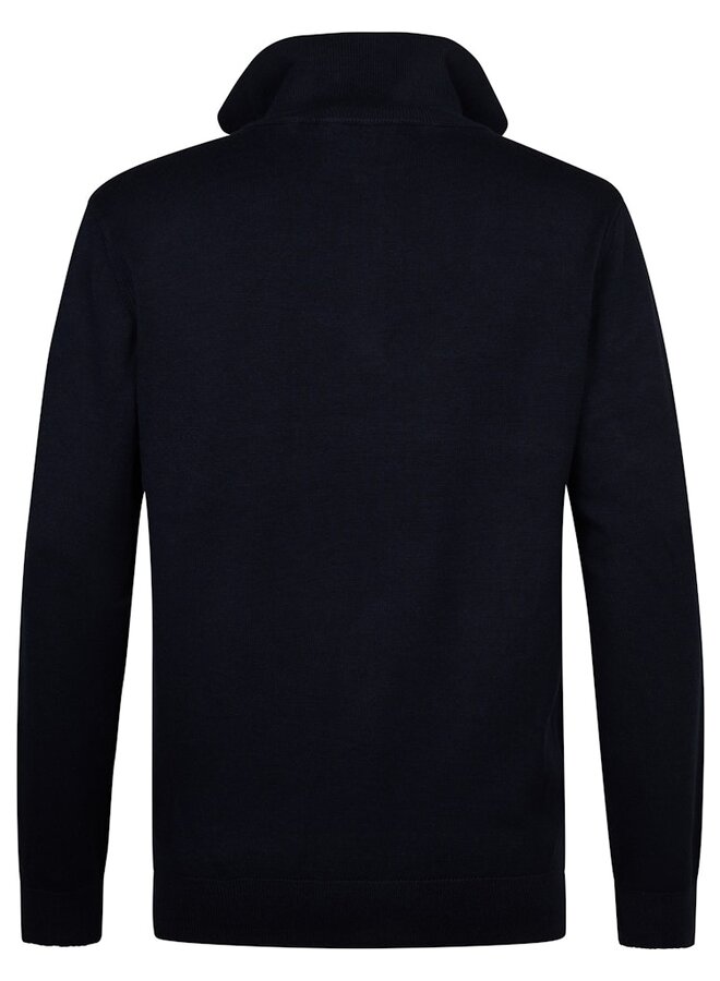 Petrol Trui  Knitwear Collar half zip M-3050-KWC214 - Deep Black