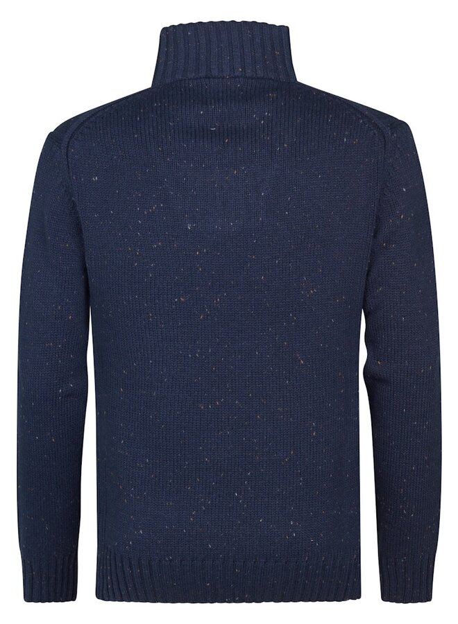 Petrol Trui Knitwear Collar half zip M-3050-KWC258 - Deep Capri